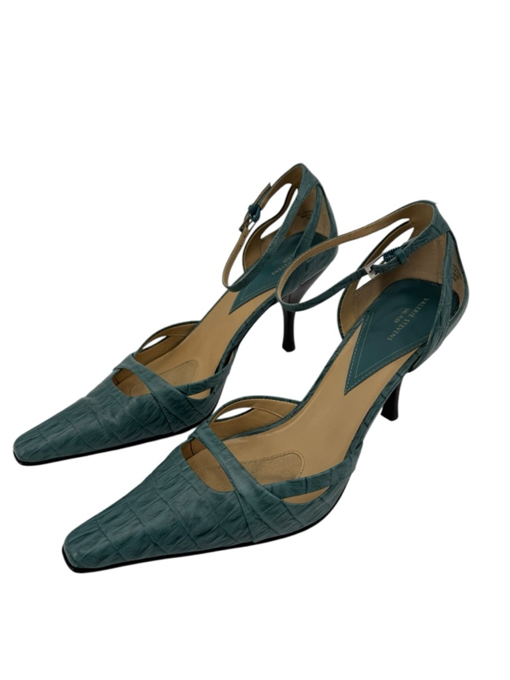 Valerie Stevens Women’s Blue Leather High Heel Shoes Val Flex “Parker” 9M - Picture 5 of 9